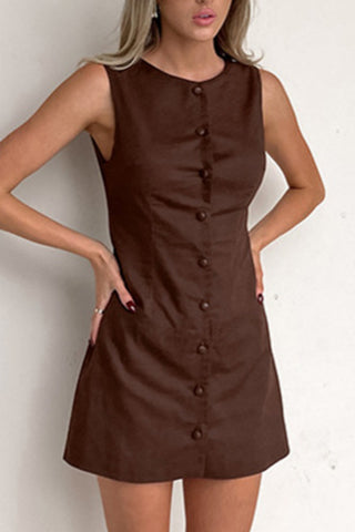 Sleeveless Button-Down Casual Dress