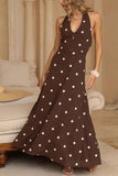 Dot Pattern Halter Casual Dress