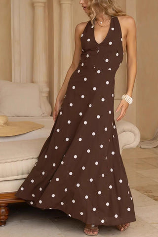 Dot Pattern Halter Casual Dress