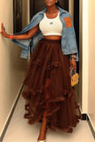 Layered Midi Skirt with Ruffle Details