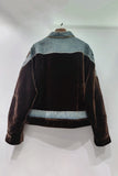 Embellished Denim Patch Velvet Jacket