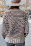 Striped Ribbed Boat Neck Sweater