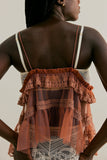 Lace-Trimmed Ruffle Camisole