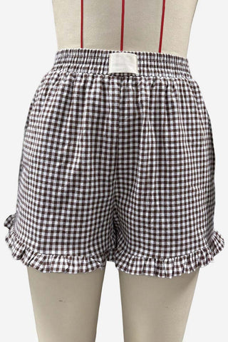 Ruffled Gingham Casual Shorts
