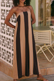 Strapless Wide-Leg Striped Jumpsuit
