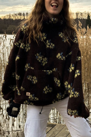 Quarter-Zip Hoodie with Patterned Design