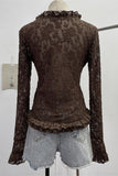 Lace and Faux Leather Corset Blouse