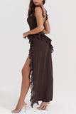 Ruffle Trim Asymmetric Dress