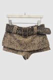 Belted Animal Print Casual Shorts