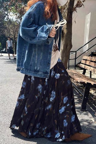 Artistic Print Floral Maxi Skirt