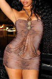 Halter Neck Ruched Mini Dress