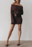 Off-Shoulder Ribbed Dress