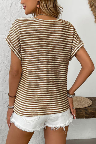 Striped Button-Front Casual Top