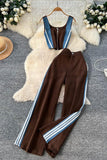 Striped Crop Top and Pants Set