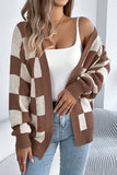 Oversized Checkered Cardigan