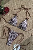 Leopard Print Tie-String Bikini Set