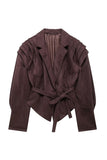 Pleated Shoulder Belted Blazer