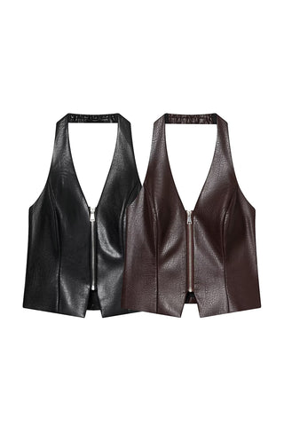 Front-Zip Sleeveless Top