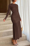 Elegant Ruched Casual Midi Dress