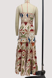 Strapless Geometric Maxi Dress