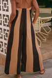 Strapless Wide-Leg Striped Jumpsuit