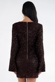 Bow-Accent Sparkle Mini Dress