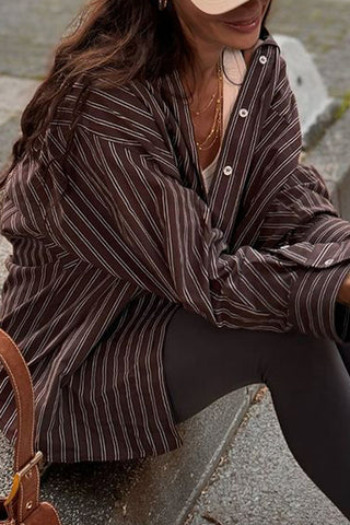 Pinstripe Button-Up Blouse