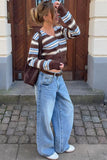 Striped Button-Front Cardigan