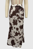 Patterned Elastic Waist Skirt