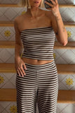 Strapless Striped Pants Set