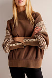 Button-Detail Patterned Sweater