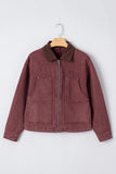 Corduroy Collar Zipped Denim Jacket