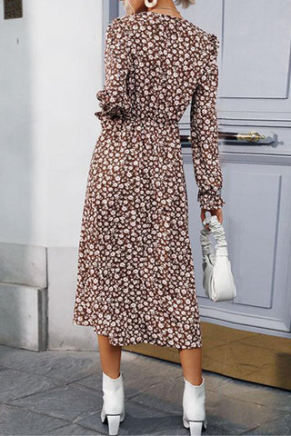 Buttoned Floral Midi Dress