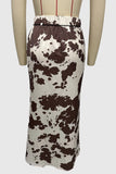 Patterned Elastic Waist Skirt