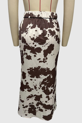 Patterned Elastic Waist Skirt