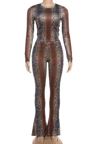 Snakeskin Print Pants Set