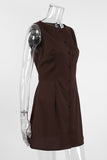Buttoned Sleeveless Mini Dress