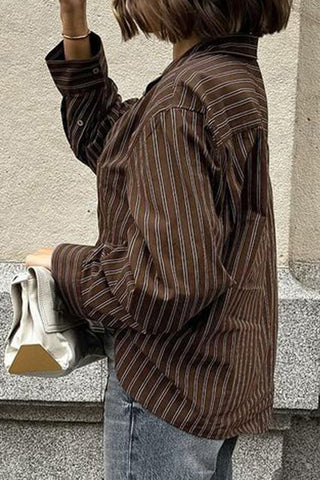 Pinstripe Button-Up Blouse