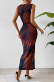 Ruched Sleeveless Casual Midi Dress