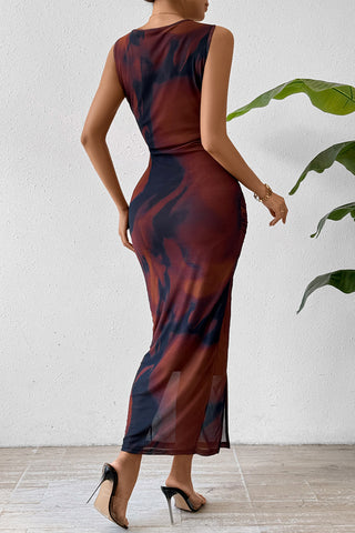 Ruched Sleeveless Casual Midi Dress