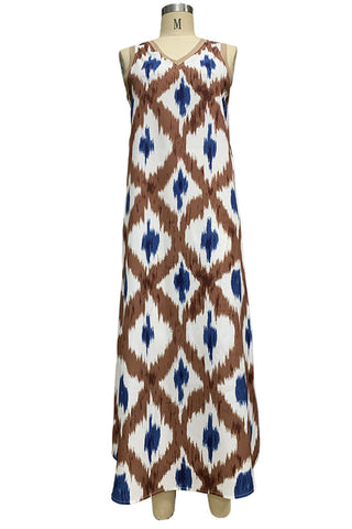 Sleeveless Patterned Casual Dress