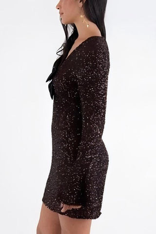 Bow-Accent Sparkle Mini Dress