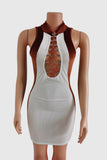 Lace-Up Halter Casual Dress