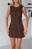 Sleeveless Button-Down Casual Dress