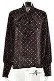 Polka Dot Tie-Neck Blouse