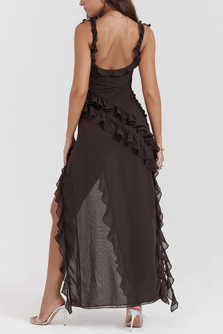 Ruffle Trim Asymmetric Dress