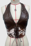Tie-Neck Lace-Up Crop Tank