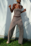 Strapless Striped Pants Set