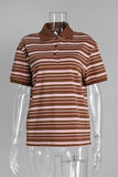 Striped Polo T-Shirt with Button Details