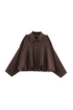 Oversized Zip-Up Jacket with Shoulder Tabs